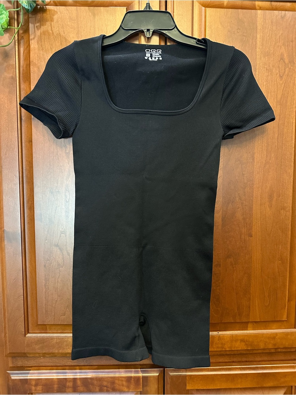 OGGI Black Ribbed Short-Sleeve Romper Jumpsuit